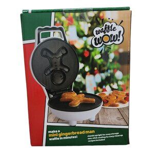 New Waffle Wow Gingerbread Man Mini Waffle Maker Holiday Christmas Non-Stick 4"